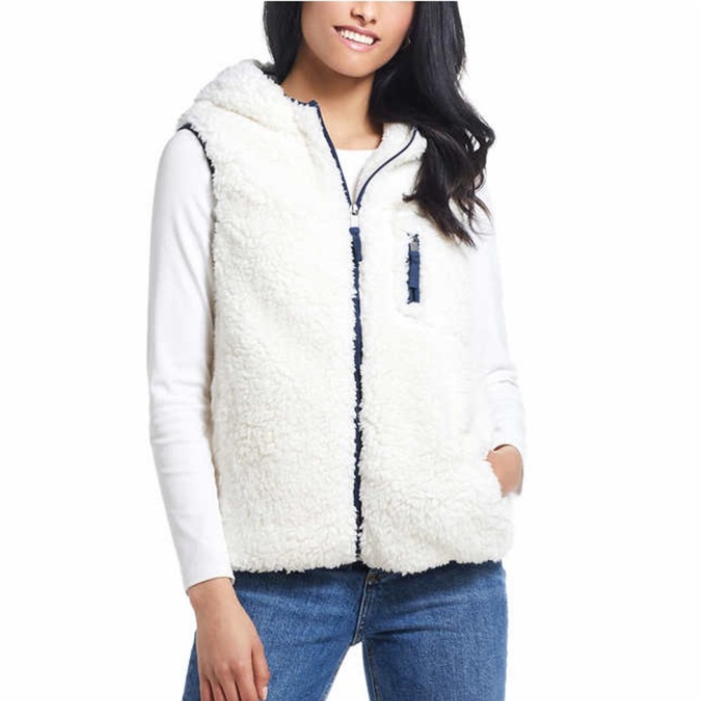 Weatherproof Vintage Comfy Vest Zip Front White